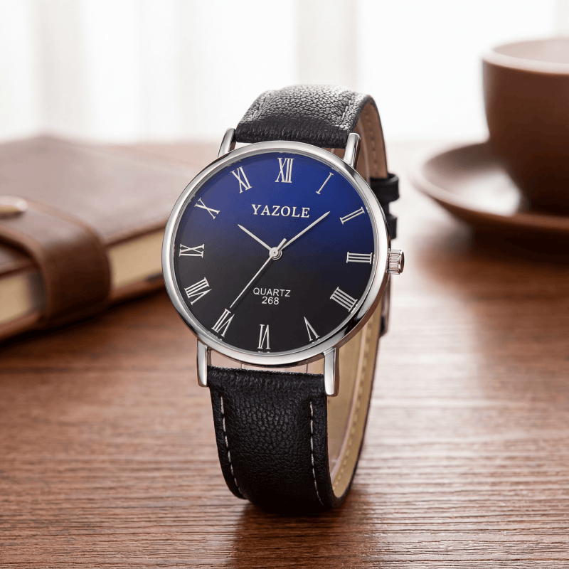 Smartwatch Watches Brands For Men - YAZOLE ミニマリストクォーツ時計男性用超薄型ローマ数字ダイヤルレザーストラップカジュアルビジネスマン腕時計ギフト時計