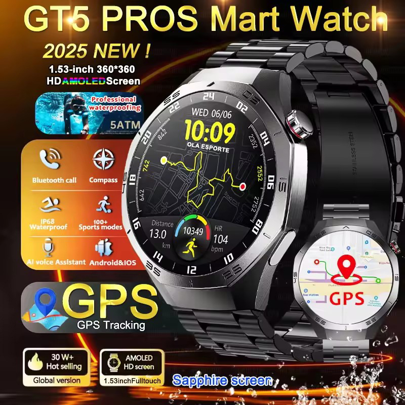 Smartwatch Watches Best Gift For Men - ラウンド型GPSスマートウォッチ 防水 Bluetooth通話対応 メンズ/レディース スマートウォッチ 健康管理