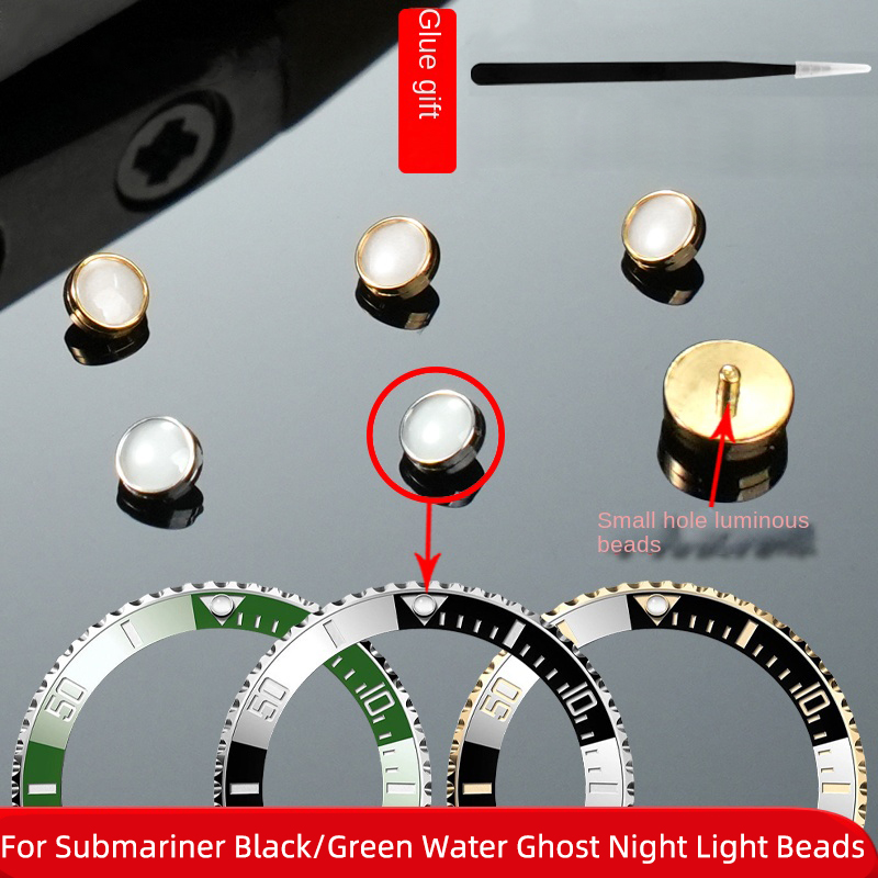 Rolex Watch Submariner - ロレックスサブマリーナ用の発光ビーズ,緑,黒,ウォーターゴースト,ナイトパール,小さな穴,青い蛍光ビーズ,サファイアベゼル