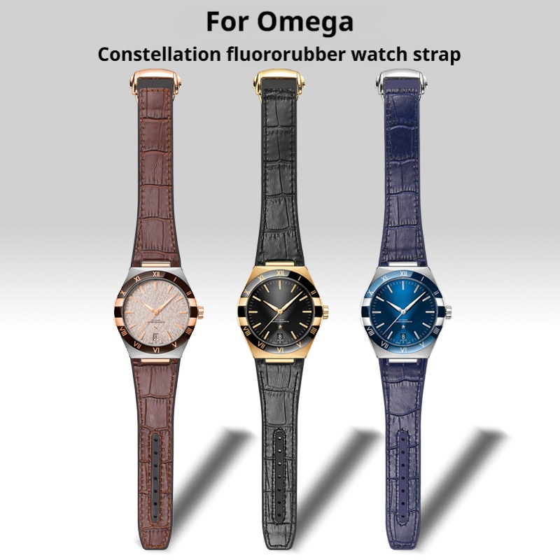 オメガコンステレーションシリーズ用本牛革+FKM時計バンド凹 - Omega Watch Constellation のレビューと価格