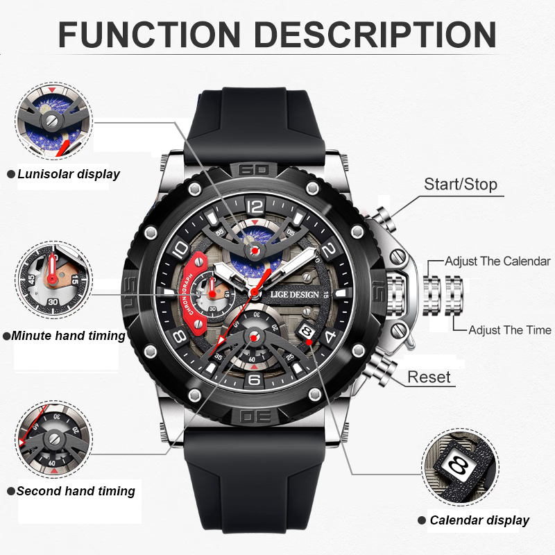 LIGEトップブランド高級メンズ腕時計カジュアルスポーツシリ - Smartwatch Watches Brands For Men のレビューと価格
