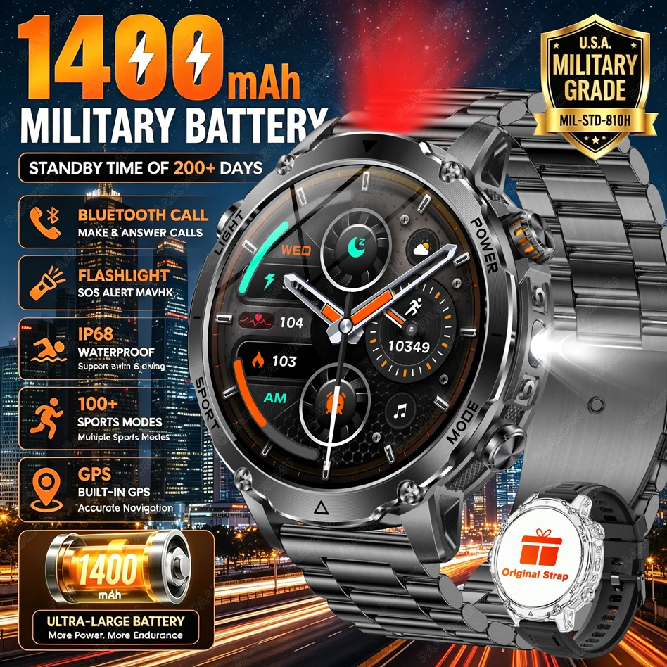 ブランド + 1400mAh ビッグバッテリー スマートウォ - Smartwatch Watches Brands For Men のレビューと価格