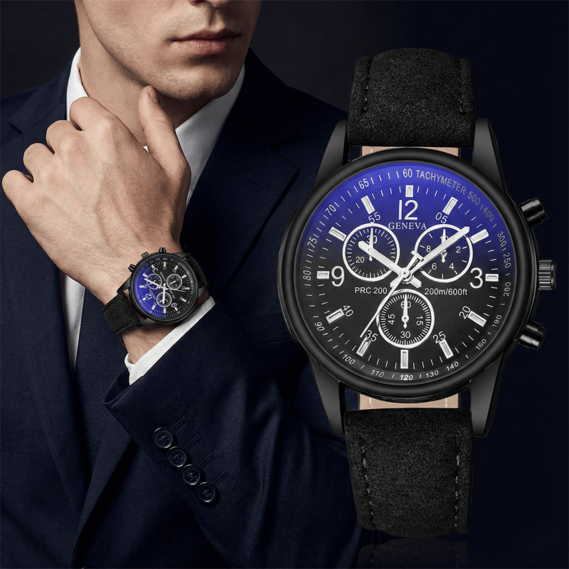 ジュネーブメンズクロノグラフ腕時計カジュアルレザーストラップ - Smartwatch Watches Best Gift For Men のレビューと価格