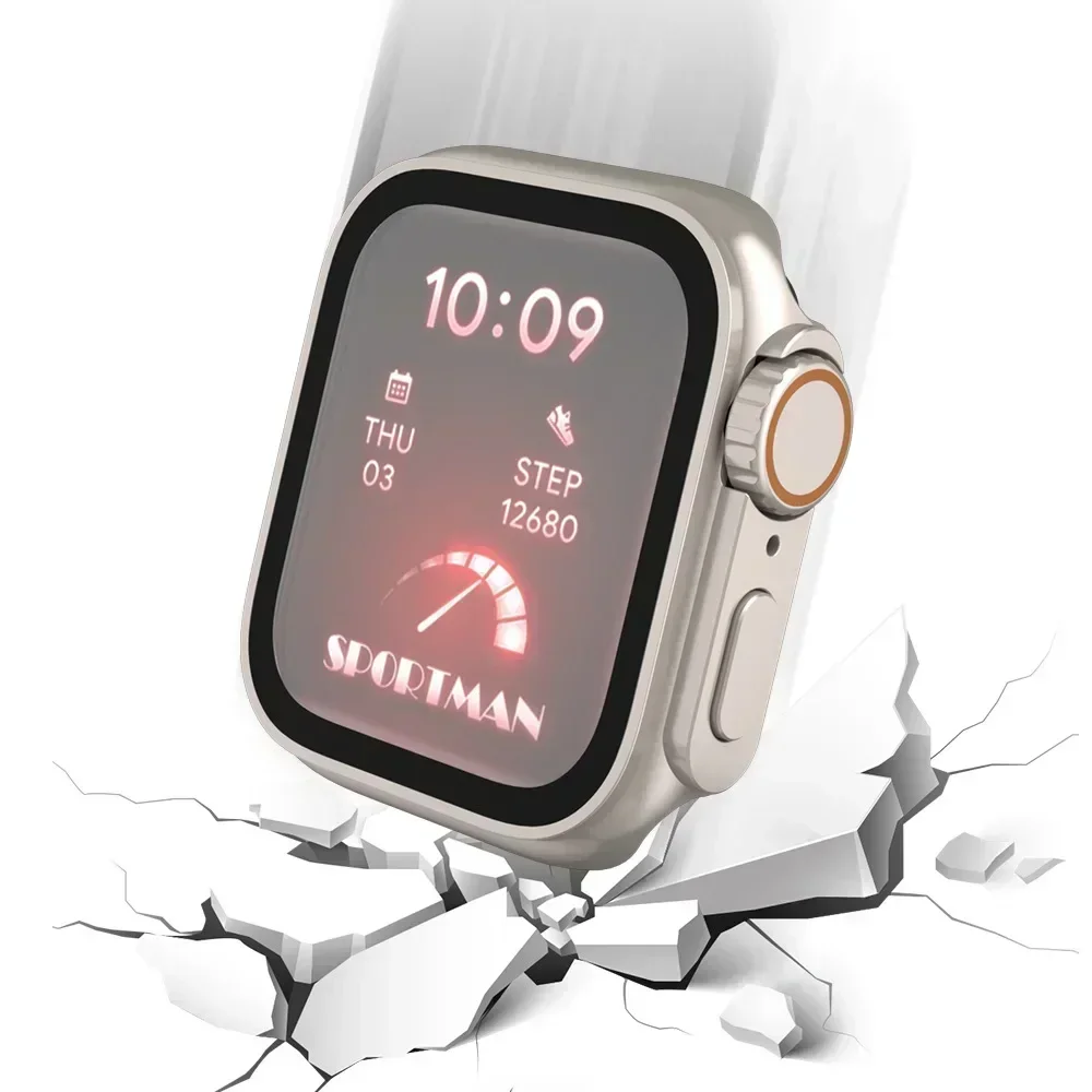 Apple Watch用強化ガラスとカバー,バンパースクリー - Iwatch Smartwatch Series 7 のレビューと価格