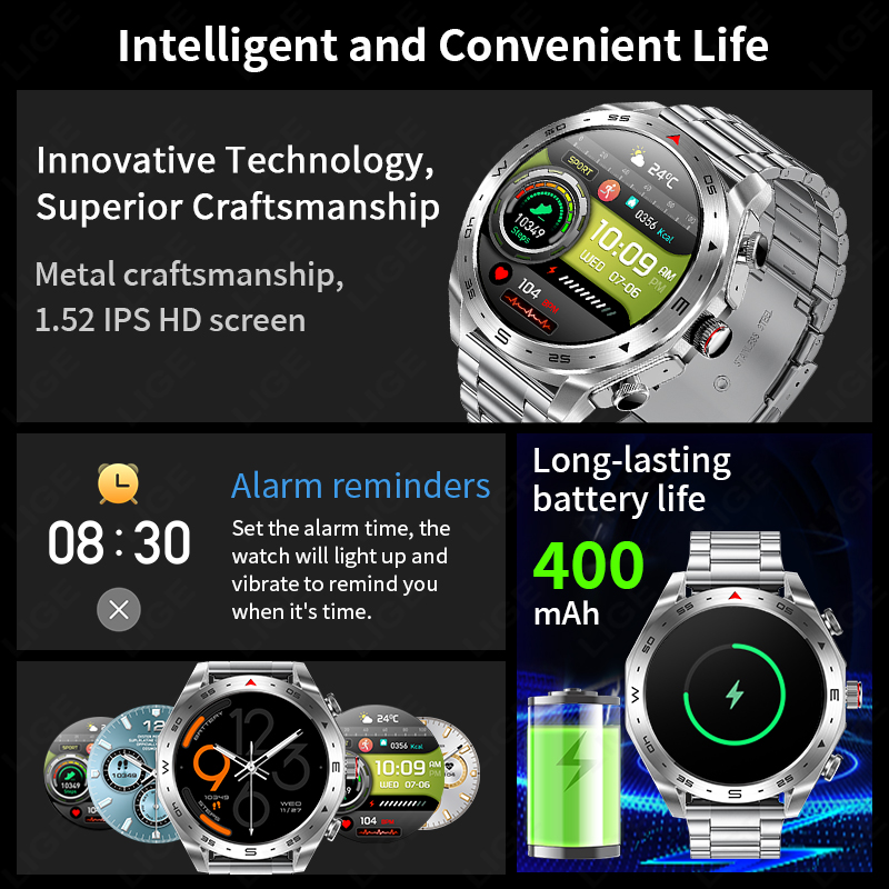 LIGE AMOLED スクリーンスマートウォッチイヤホン付 - Smartwatch Noise Watches For Women のレビューと価格
