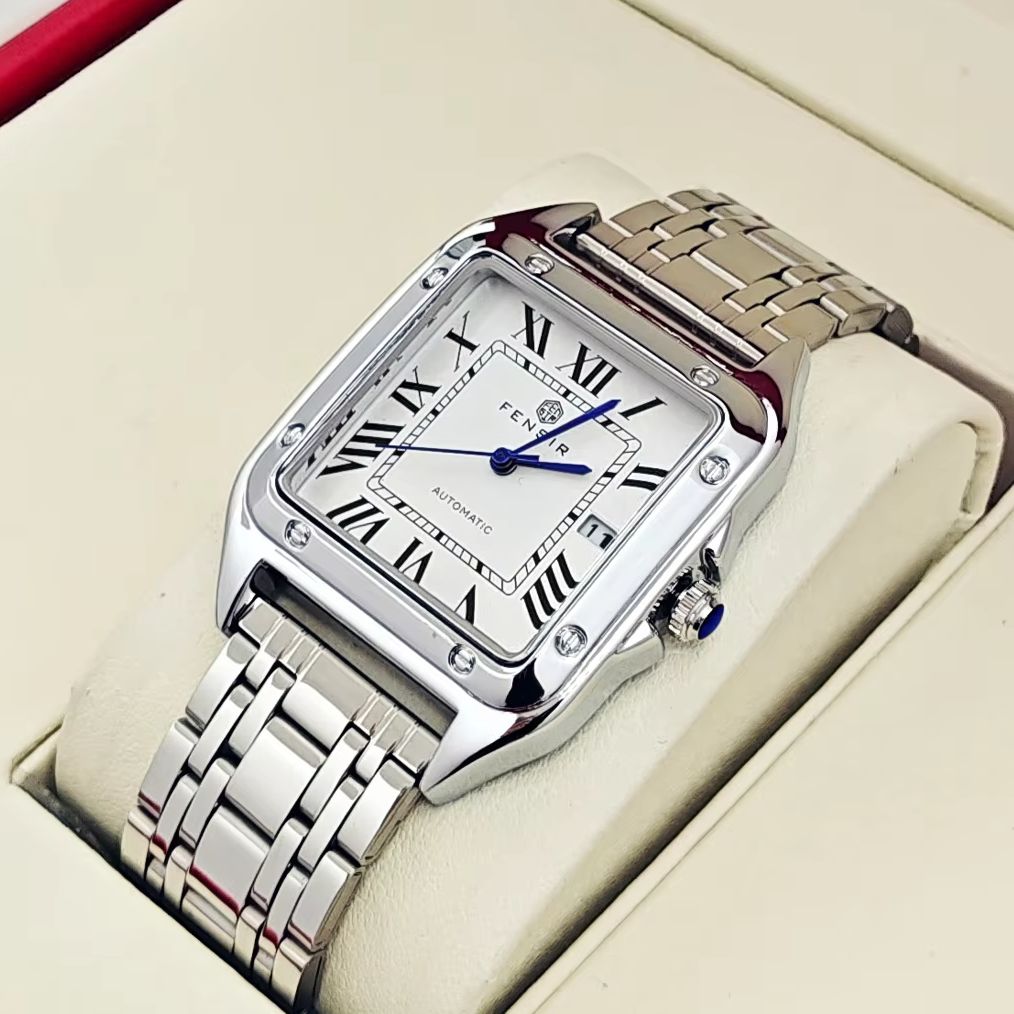 男性用高級スクエアウォッチ、カレンダー表示、ステンレススチー - Smartwatch Watches Best Gift For Men のレビューと価格