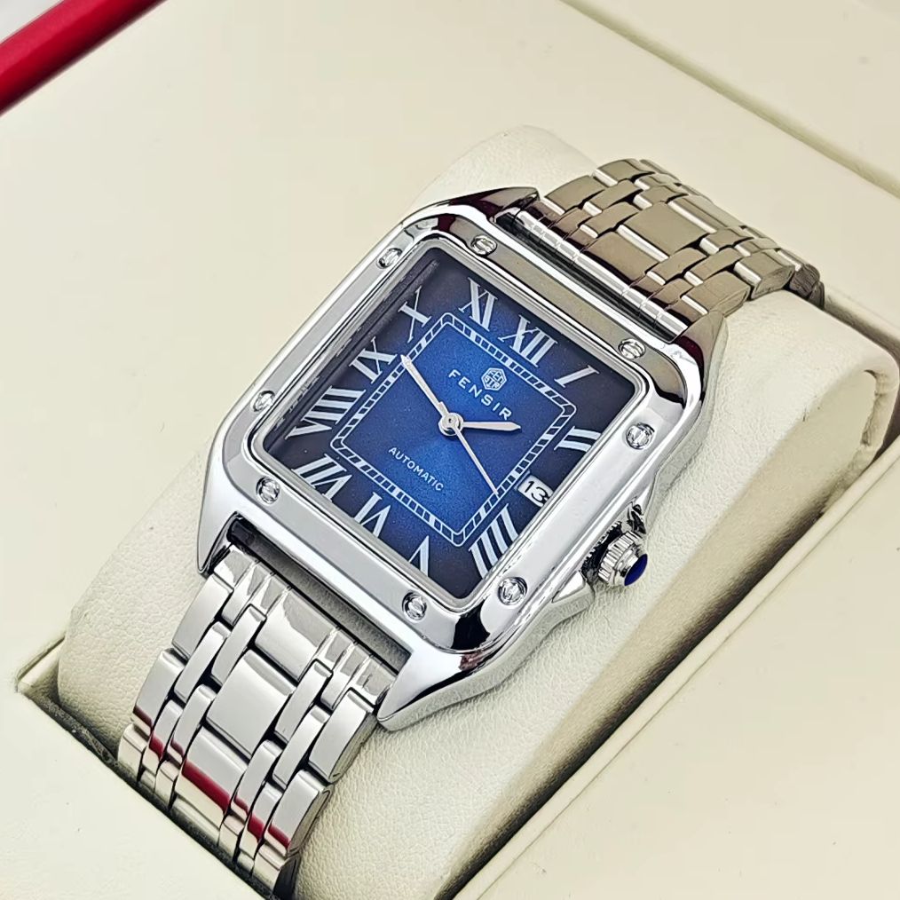 男性用高級スクエアウォッチ、カレンダー表示、ステンレススチー - Smartwatch Watches Best Gift For Men のレビューと価格