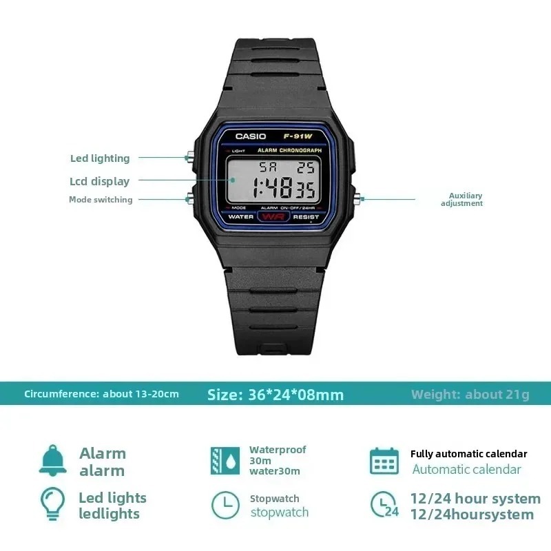 カシオ F-91W-1 ファッションレトロスモールスクエア腕 - Watch Display Pillow のレビューと価格