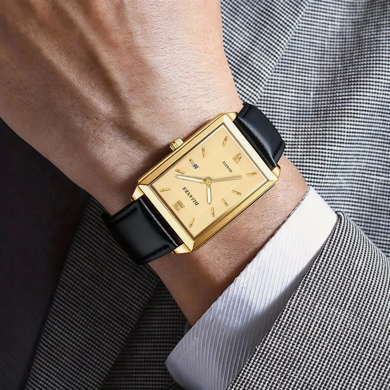 カジュアルレザーメンズ腕時計ファッションスクエアクォーツ腕時 - Smartwatch Watches Brands For Men のレビューと価格