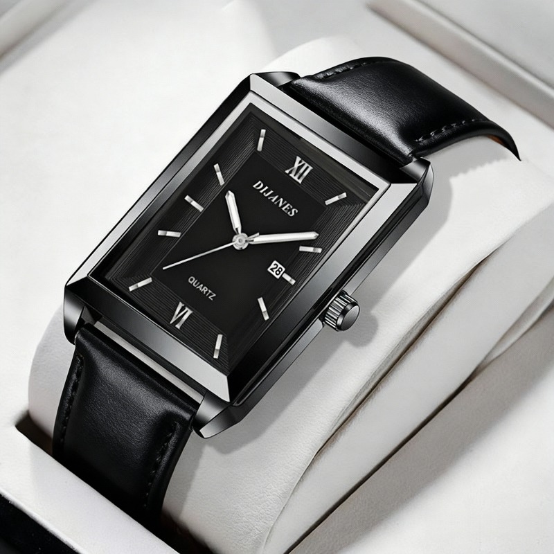 カジュアルレザーメンズ腕時計ファッションスクエアクォーツ腕時 - Smartwatch Watches Brands For Men のレビューと価格