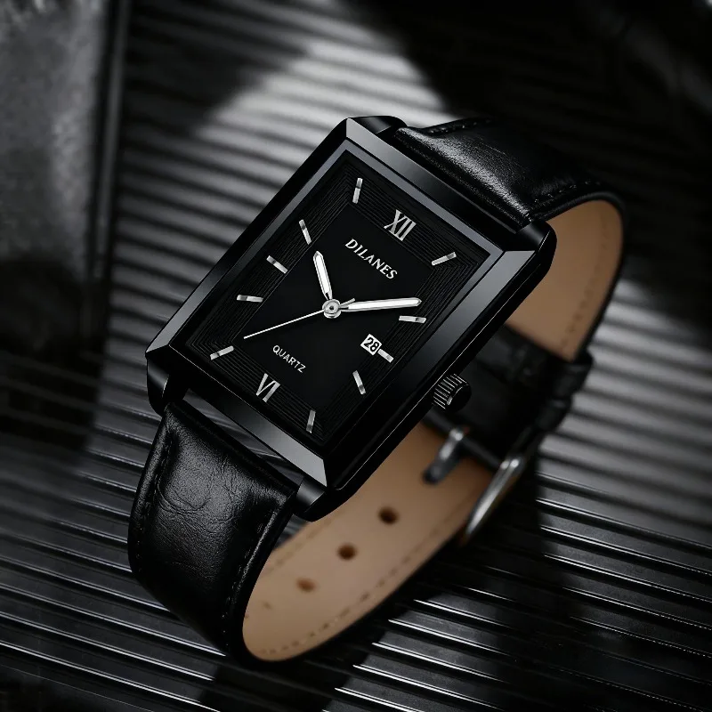 カジュアルレザーメンズ腕時計ファッションスクエアクォーツ腕時 - Smartwatch Watches Brands For Men のレビューと価格