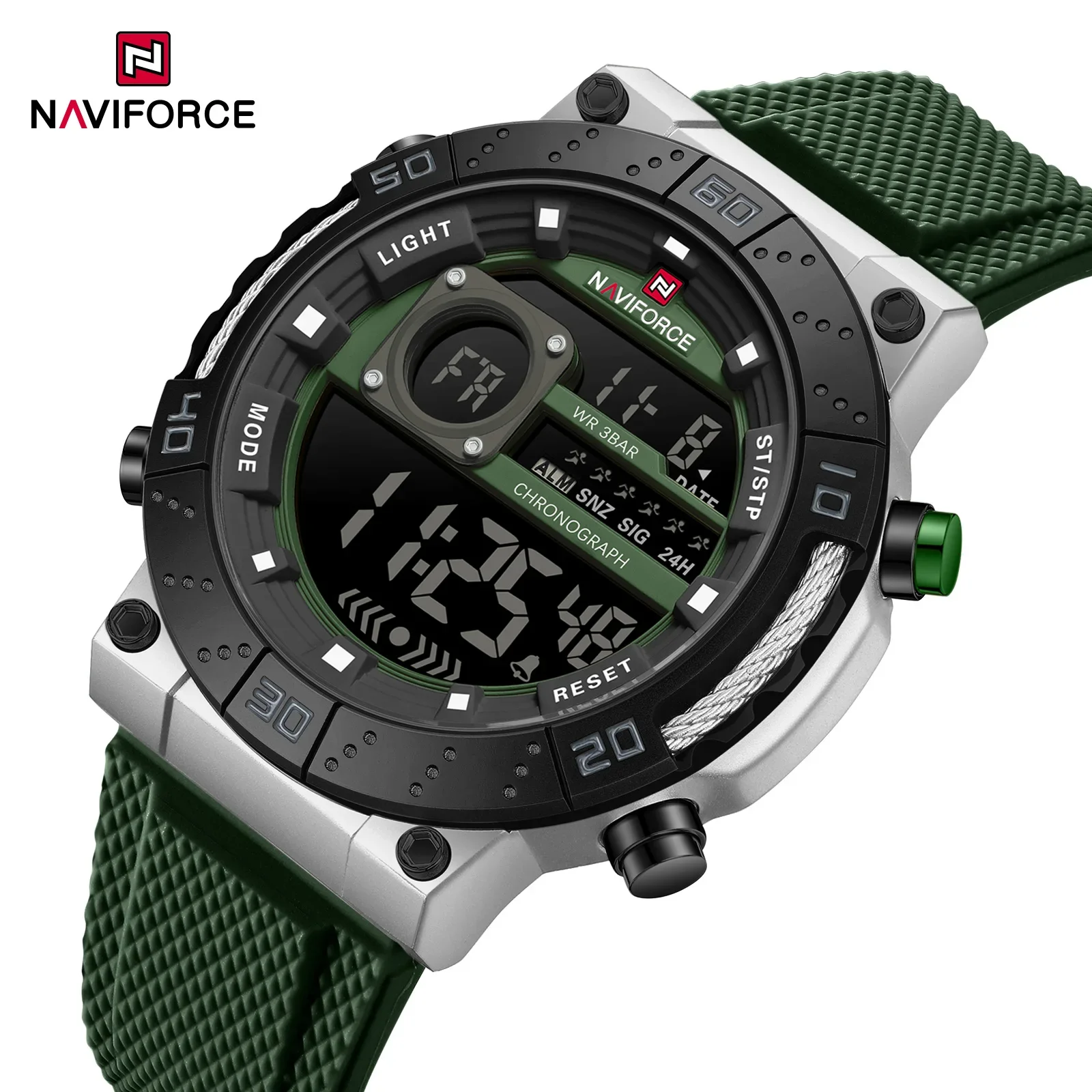 NAVIFORCE 新しい液晶デジタルスポーツ腕時計男性用フ - Watch Display Pillow のレビューと価格